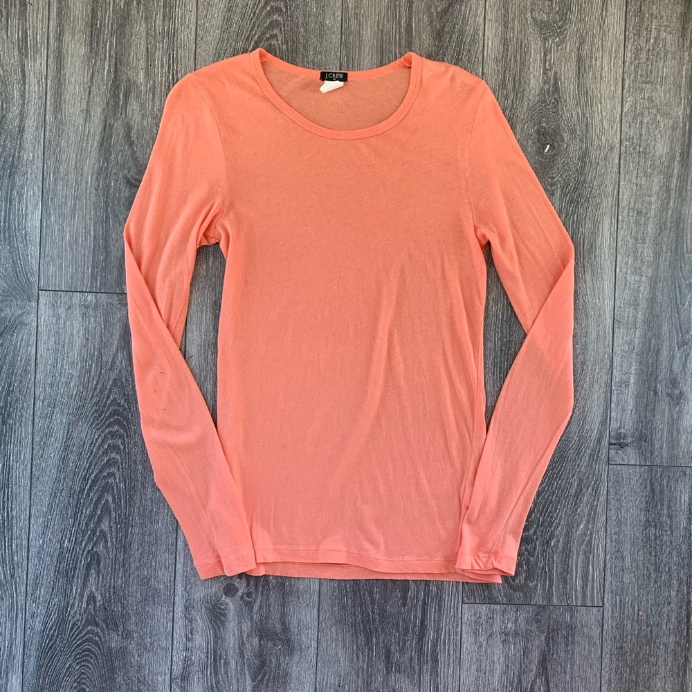 J CREW coral long-sleeve scoop neck t-shirt